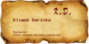 Klimek Darinka névjegykártya